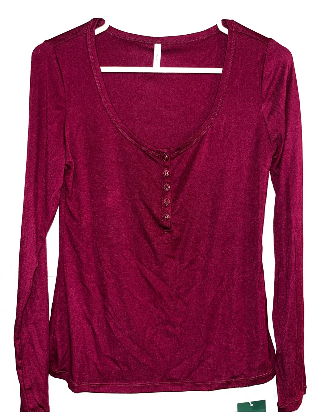 HALARA Long Sleeve Henley Top in Deep Wine